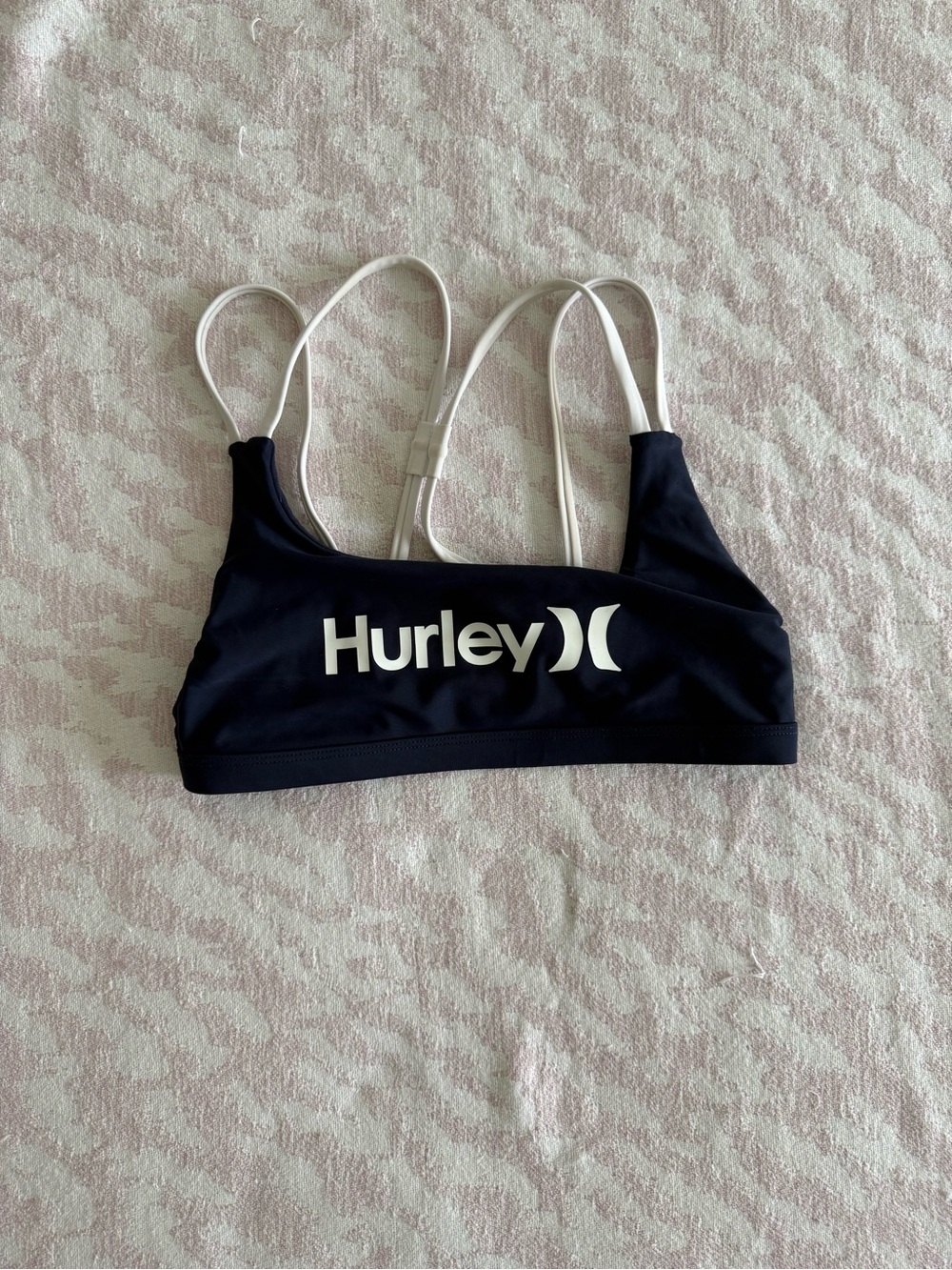 Hurley Black Sports Bralette with White Logo and Straps